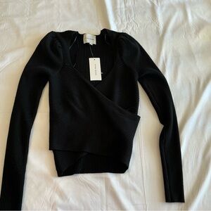 Pink Rose Black long sleeve sweater top size XS